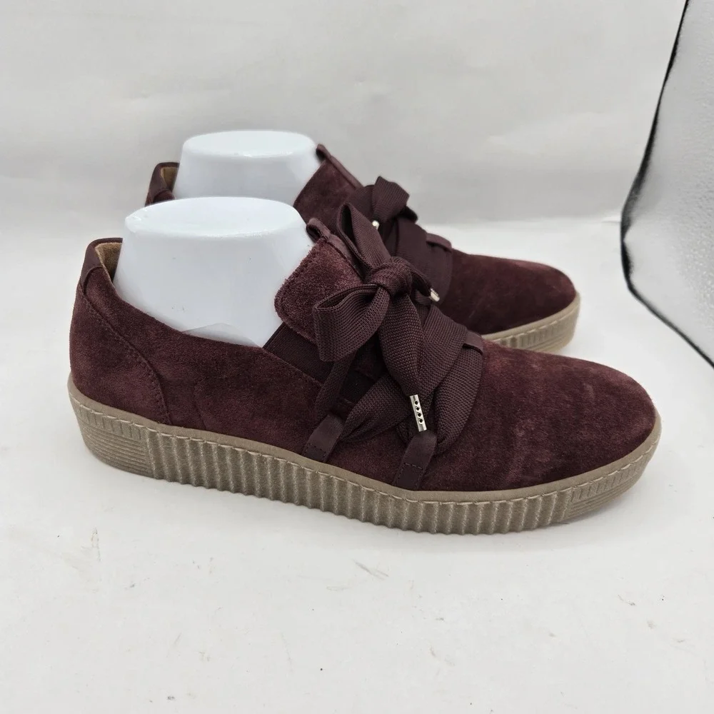 Gabor 33.333 Suede Bow Sneaker Merlot Burgundy Size 7 US / EUR 37